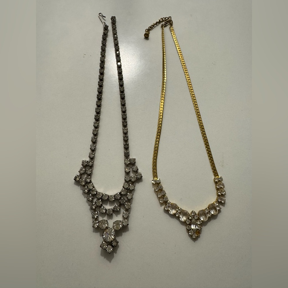 Pair of Vintage Crystal Rhinestone Necklaces *READ*